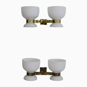 Brass and Glass Sconces from Stilnovo, Italy, 1950s, Set of 2-CC-1647368