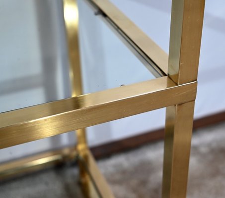 Brass and Glass Shelf in the style of Pierre Vandel, 1970s-RVK-1751708