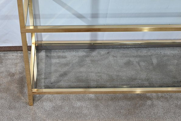 Brass and Glass Shelf in the style of Pierre Vandel, 1970s-RVK-1751708