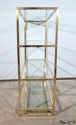 Brass and Glass Shelf in the style of Pierre Vandel, 1970s-RVK-1751708