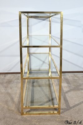 Brass and Glass Shelf in the style of Pierre Vandel, 1970s-RVK-1751708