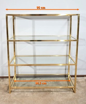 Brass and Glass Shelf in the style of Pierre Vandel, 1970s-RVK-1751708