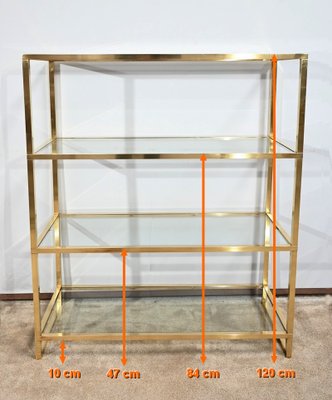 Brass and Glass Shelf in the style of Pierre Vandel, 1970s-RVK-1751708