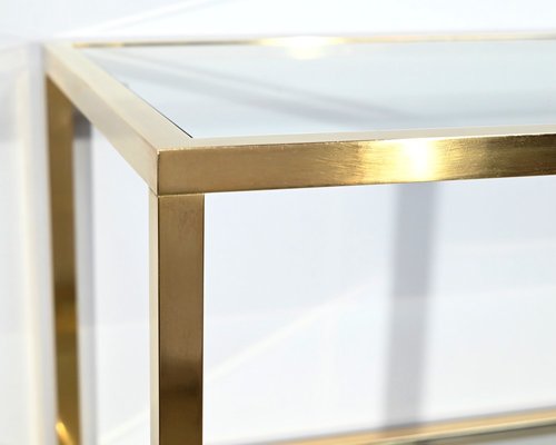 Brass and Glass Shelf in the style of Pierre Vandel, 1970s-RVK-1751708