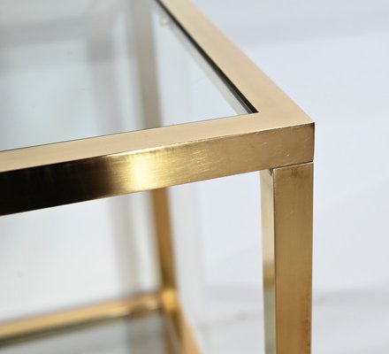 Brass and Glass Shelf in the style of Pierre Vandel, 1970s-RVK-1751708