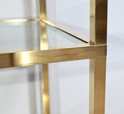 Brass and Glass Shelf in the style of Pierre Vandel, 1970s-RVK-1751708