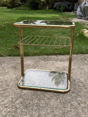 Brass and Glass Side Table, Italy, 1970s-OXJ-1445131