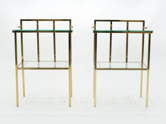 Brass and Glass Side Tables Attributed to Marc Duplantier, 1960s, Set of 2-YJA-709286