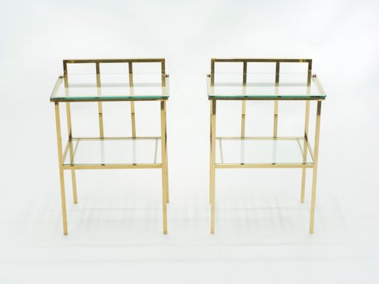 Brass and Glass Side Tables Attributed to Marc Duplantier, 1960s, Set of 2-YJA-709286