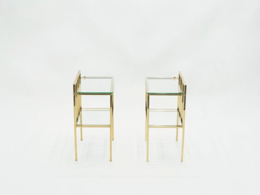 Brass and Glass Side Tables Attributed to Marc Duplantier, 1960s, Set of 2-YJA-709286