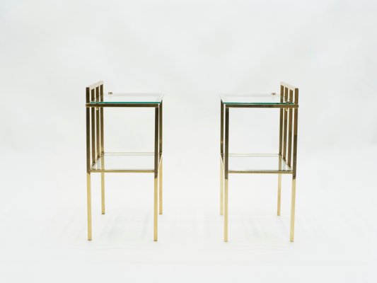 Brass and Glass Side Tables Attributed to Marc Duplantier, 1960s, Set of 2-YJA-709286