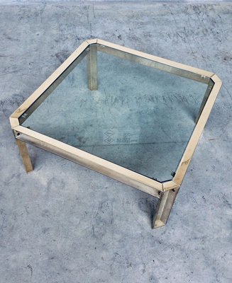 Brass and Glass Square Coffee Table by Peter Ghyczy, 1970s-RQV-841206