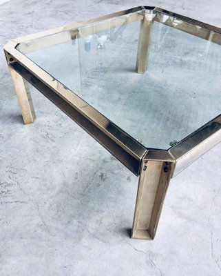 Brass and Glass Square Coffee Table by Peter Ghyczy, 1970s-RQV-841206