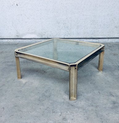 Brass and Glass Square Coffee Table by Peter Ghyczy, 1970s-RQV-841206