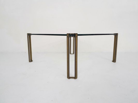 Brass and Glass Square Coffee Table by Peter Ghyczy for Ghyczy, 1970s-ZO-1189989