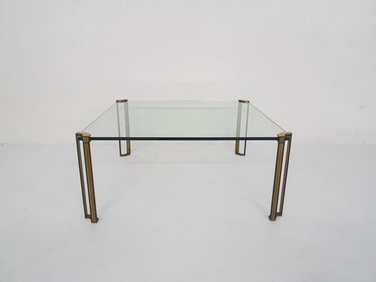 Brass and Glass Square Coffee Table by Peter Ghyczy for Ghyczy, 1970s-ZO-1189989