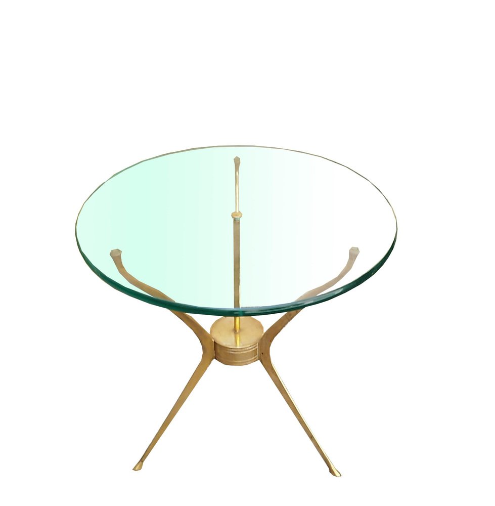 Brass and Glass Tripod Coffee Table by Cesare Lacca, 1950s