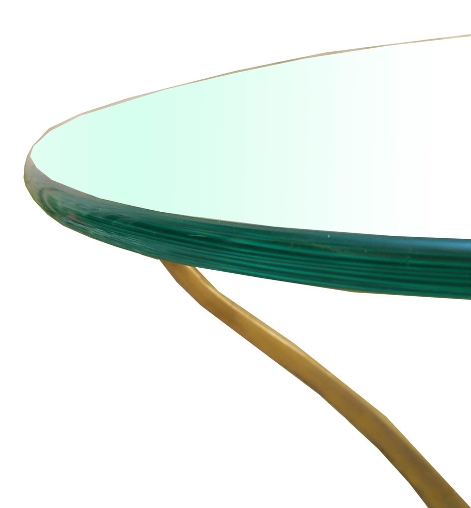 Brass and Glass Tripod Coffee Table by Cesare Lacca, 1950s