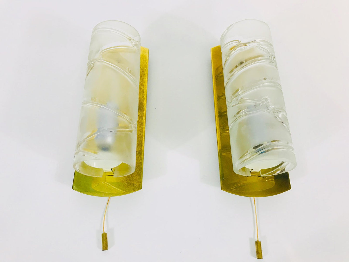 Brass and Glass Wall Lamps by Doria Leuchten Germany, 1960s, Set of 2