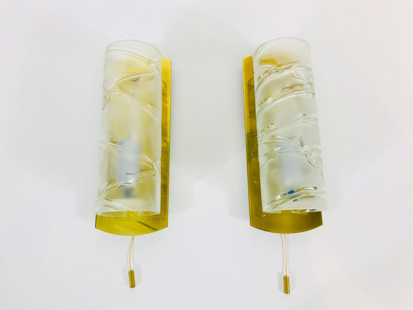 Brass and Glass Wall Lamps by Doria Leuchten Germany, 1960s, Set of 2