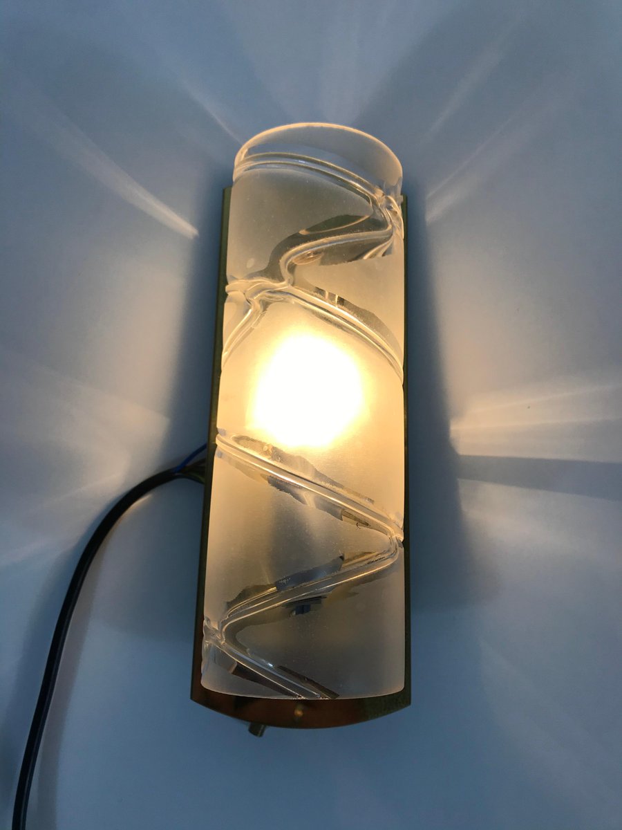 Brass and Glass Wall Lamps by Doria Leuchten Germany, 1960s, Set of 2