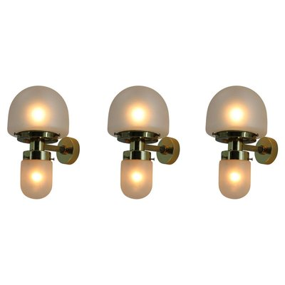 Brass and Glass Wall Lamps by Kamenicky Senov, 1960s, Set of 3-TZ-891678