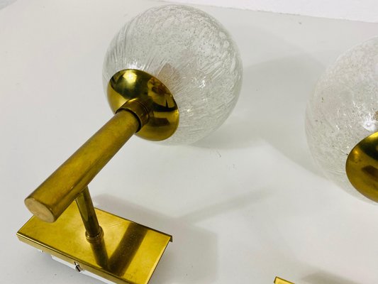 Brass and Glass Wall Lamps from Hillebrand, Germany, 1960s, Set of 2-PUK-808066