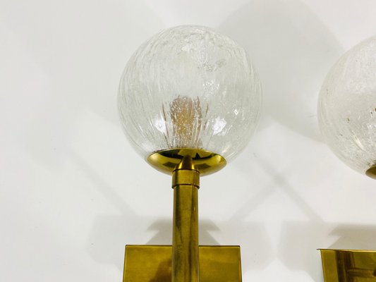 Brass and Glass Wall Lamps from Hillebrand, Germany, 1960s, Set of 2-PUK-808066