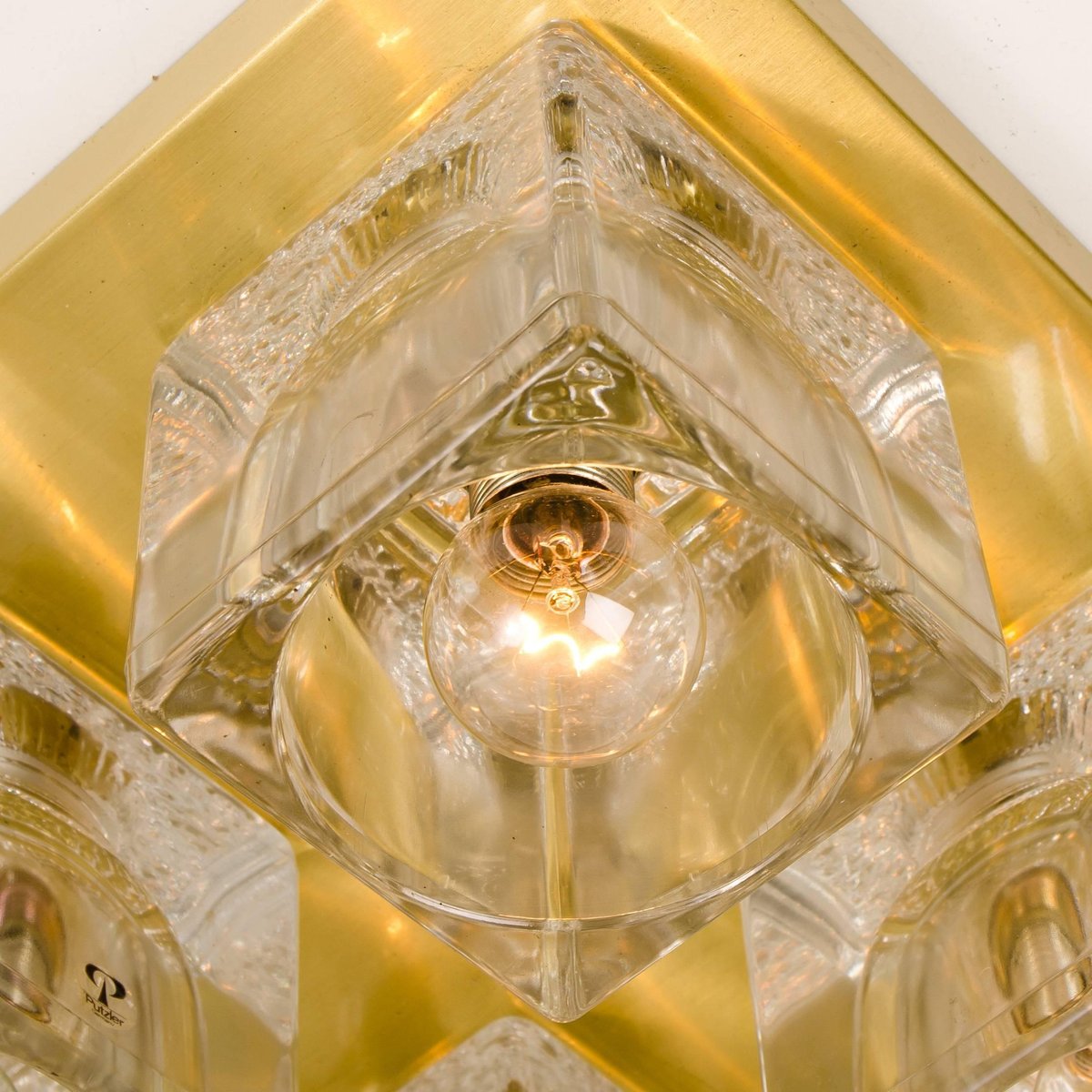 Brass and Glass Wall Light by Peill & Putzler, 1970s