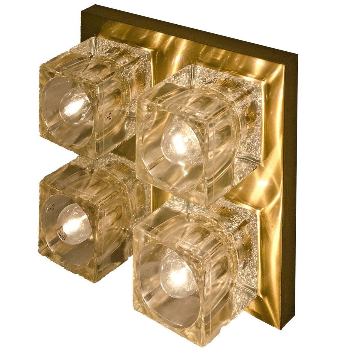 Brass and Glass Wall Light by Peill & Putzler, 1970s