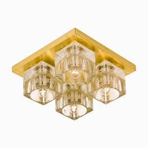 Brass and Glass Wall Light by Peill & Putzler, 1970s-VDW-619080