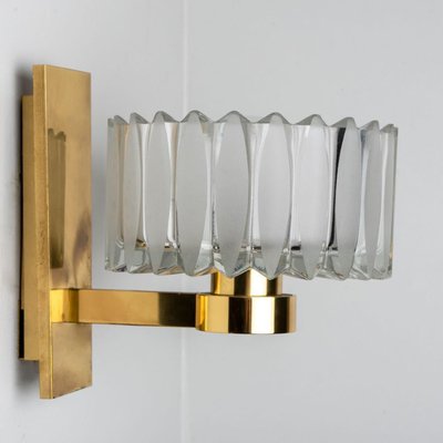 Brass and Glass Wall Light Fixture from Hillebrand, 1970s-VDW-1395278