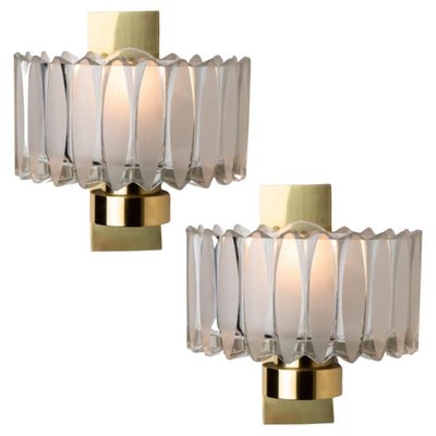 Brass and Glass Wall Light Fixture from Hillebrand, 1970s-VDW-1395278