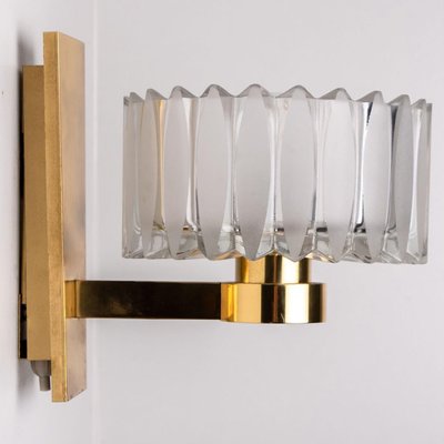 Brass and Glass Wall Light Fixture from Hillebrand, 1970s-VDW-1395278