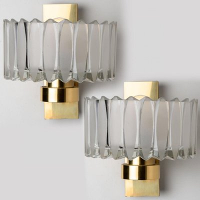 Brass and Glass Wall Light Fixture from Hillebrand, 1970s-VDW-1395278