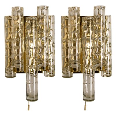 Brass and Glass Wall Lights by Doria Leuchten Germany, 1960s, Set of 2-VDW-619071