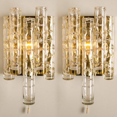 Brass and Glass Wall Lights by Doria Leuchten Germany, 1960s, Set of 2-VDW-619071