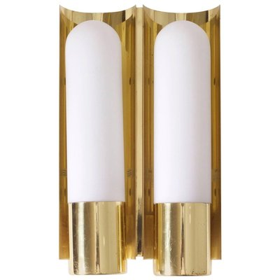 Brass and Glass Wall Lights or Sconces from Glashütte Limburg, 1970s, Set of 2-VLZ-632127