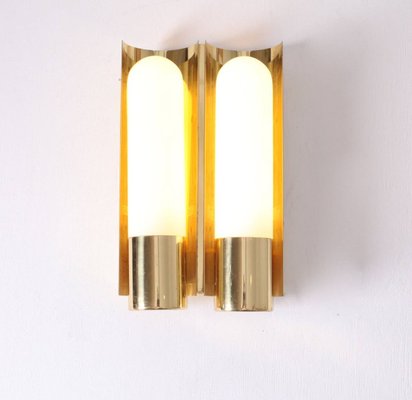 Brass and Glass Wall Lights or Sconces from Glashütte Limburg, 1970s, Set of 2-VLZ-632127