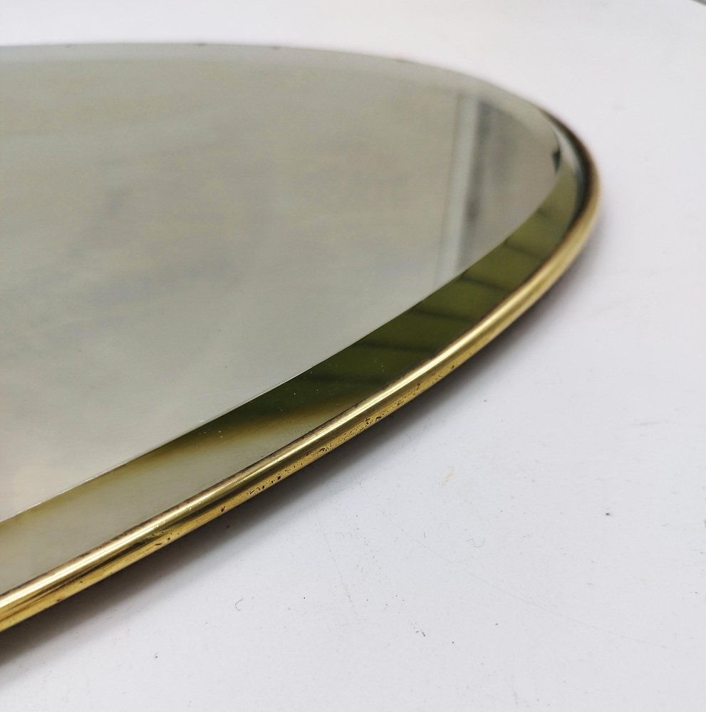 Brass and Ground Mirror Oval Tray, 1950s