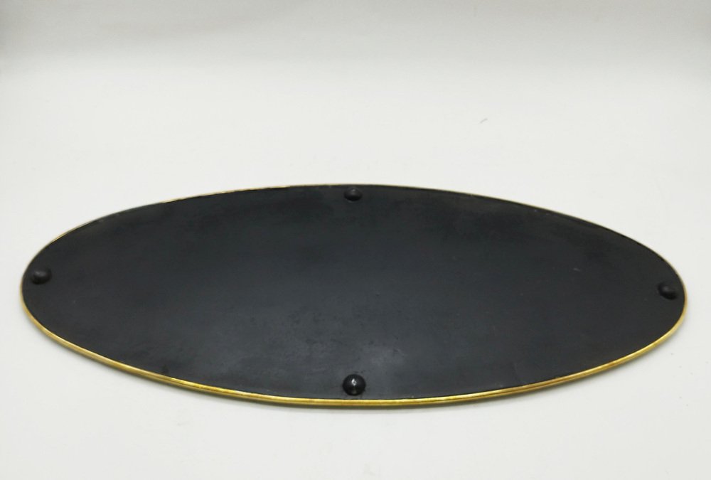 Brass and Ground Mirror Oval Tray, 1950s