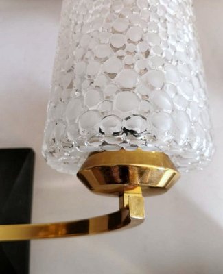 Brass and Half Crystal Sconces in the Style of Maison Arlus, 1957, Set of 3-QRS-821720