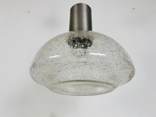 Brass and Ice Glass Pendant Lamp from Doria Leuchten, 1960s-PUK-1416528