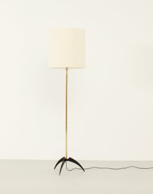 Brass and Lacquered Metal Floor Lamp, 1950s-UB-1787600