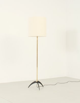 Brass and Lacquered Metal Floor Lamp, 1950s-UB-1787600