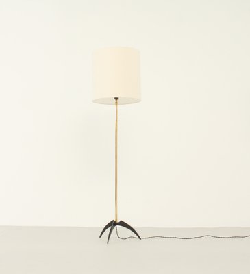 Brass and Lacquered Metal Floor Lamp, 1950s-UB-1787600