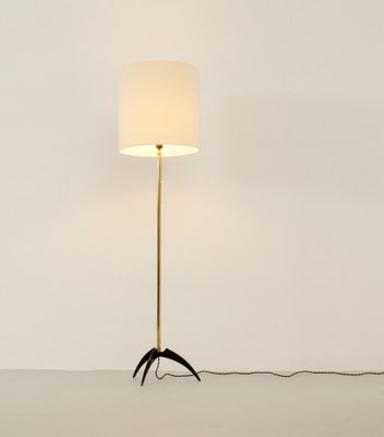 Brass and Lacquered Metal Floor Lamp, 1950s-UB-1787600