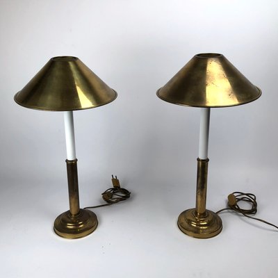 Brass and Lacquered Table Lamps by Tommaso Barbi, 1970s, Set of 2-OT-843776