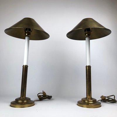 Brass and Lacquered Table Lamps by Tommaso Barbi, 1970s, Set of 2-OT-843776