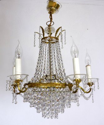 Brass and Lead Crystal Chandelier from Palwa, 1950s-NGU-1819526